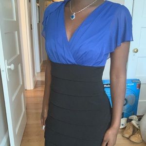 Blue and black office dress.